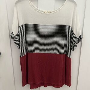 Entro Black and Red Striped Short Sleeve Tee